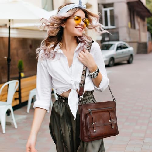 Image of Iswee Soft Leather Crossbody Bags for Women Shoulder Handbags Multi Pockets