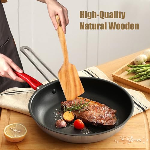 Zenxylo Wooden Spoons for Cooking, Wooden Cooking Spatula Turner and Spoon Set, 2-Piece, Sturdy, Lightweight and Heat Resistant - image 6