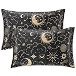 EXQ Home Satin Pillowcase for Hair and Skin Queen - Black Printed Silk Pillow Cases 2 Pack 20x30 inches - Satin Pillow Cases Set of 2 with Envelope Closure, Gifts for Women Men