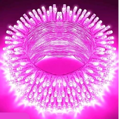Image of LED String Lights 15 Meter Fairy Lights with Full View Light 42 LED Bulb Waterproof & Flexible Copper LED Serial String Lights (Pink, Pack of 3)