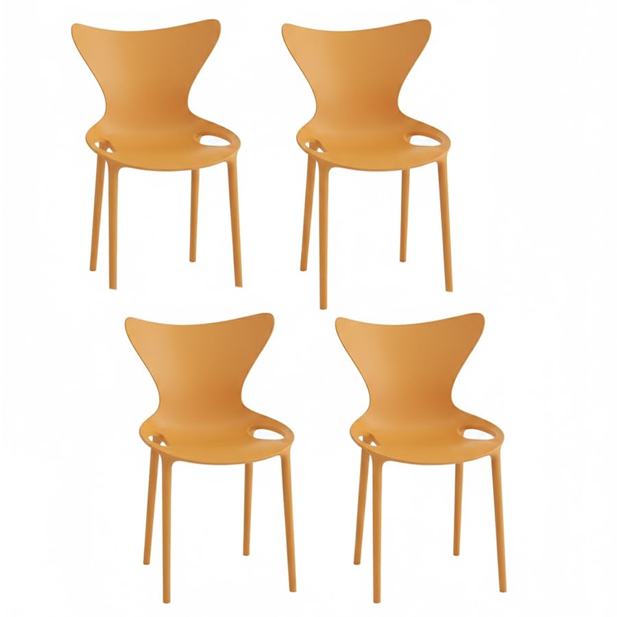 Display Guru Set Of 4 Modern Style indoor outdoor Modern Retro Dining Garden Stackable Chairs (Orange) โ image 1