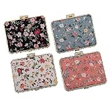 GSHLLO 4 Pcs Small Flower Compact Mirror Portable Travel Makeup Mirror Retro Floral Cosmetic Mirror