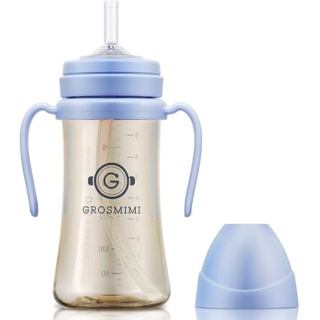 GROSMIMI 2-Pack Spill-Proof Magic Sippy Cups With Straw – 6 Oz PPSU, BPA Free For Babies & Toddlers (Pink & Aqua)