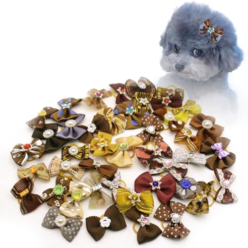 Nœuds de cheveux pour chiens et chats | Lot de 50 élastiques de toilettage multicolores