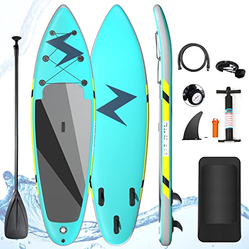 Amazon Brand - Eono Inflatable Stand Up Paddle Board 6 Inches Thick with Premium Sup Accessories - Carry Bag - Bottom Fin for Paddling - Surf Control - Non-Slip Deck