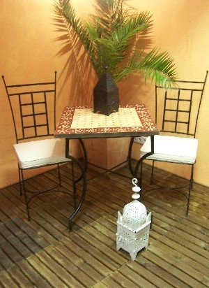 ORIGINAL Orientalischer Stuhl Gartenstuhl aus Metall Schwarz Athen | Marokkanischer Balkonstuhl Inkl. Sitzkissen… – Bild 8
