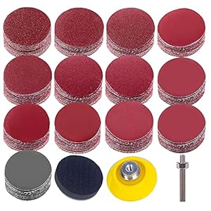 KONGMING 130 Pezzi Dischi Abrasivi 50mm Dischi Carta Abrasiva Grana 80 100 120 150 240 320 400 600 800 1000 1200 2000 3000 Kit di Levigatura Dischetti Abrasivi da 2 Pollici