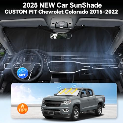 Image of Windshield Sunshade for Chevrolet Colorado 2023-2024 2025 2026 Sun Visor | Custom Fit Chevy Colorado Front Sunshade Windshield Cover Window UV Heat Protector Car Accessories
