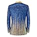 Mens Fashion Gradual Change Color Sequins Suit Jacket Shawl Lapel Tuxedo Shiny Sequin Blazer One Button Suit Jacket (Large,Blue 1)