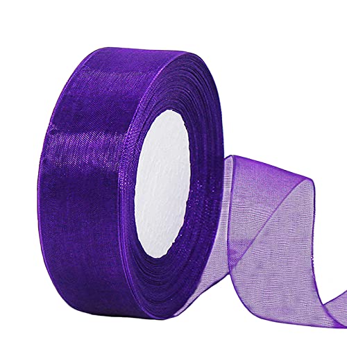 Cinta de Chiffon Organza Tul de Morado Transparente para Embalaje Regalos Globos,40mm x 45m Cintas para Invitaciones y Decoración Regalos de Bodas Ramos Cumpleaños Navidad Envoltorios