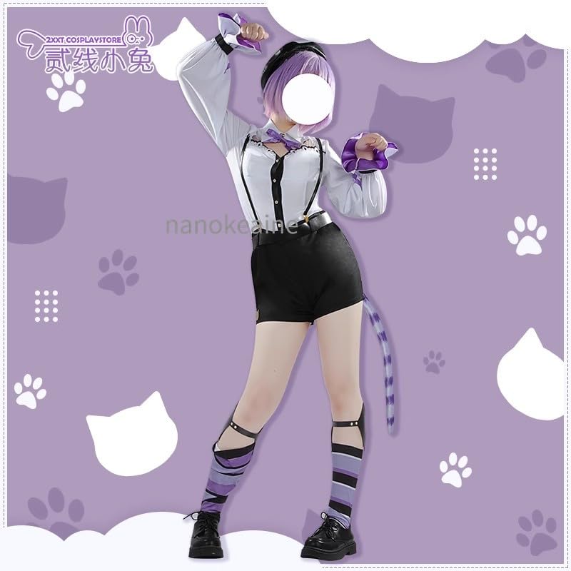 Amazon.co.jp: 猫又おかゆ チェシャ猫衣装コスプレ衣装 +帽+ウィッグ+