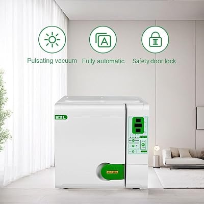Full-Automatic Autoclave Steam Sterilizer B Class Pre-Vacuum High Temperature Pressure Digital Display Lab Equipment Benchtop Type 4.75Gal/6.07Gal (6.07Gal(23L))
