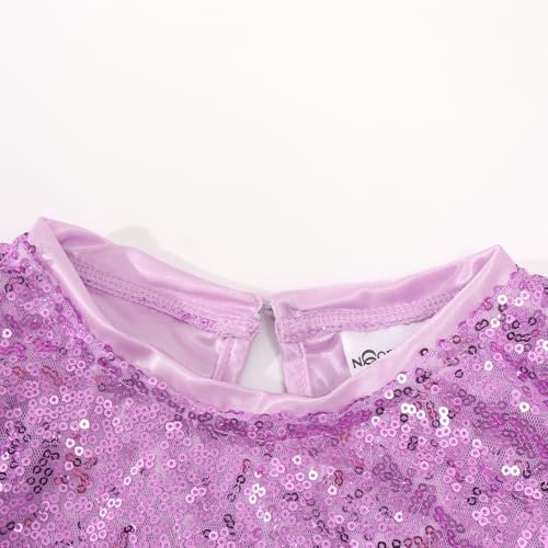 Image of Noomelfish Girls Short Sleeve Sequin Shirts Party Glitter Sparkly Tops Blouse (5-12 Years)