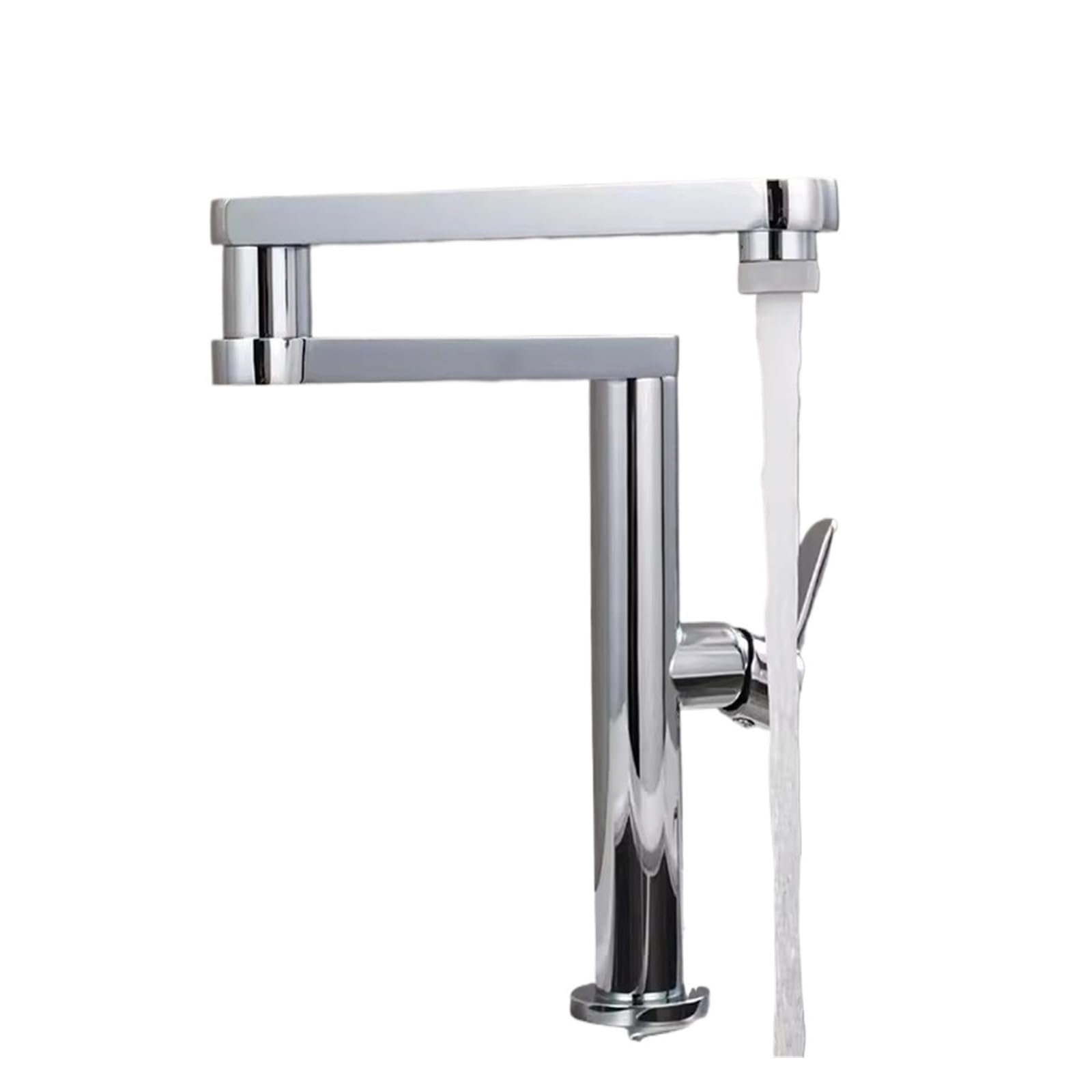 ZQFHSX Brushed Pot Filler Tap, Deck Mounted Foldable Kitchen Faucet, Cold Sink Tap Rotate Folding Spout Gold Brass for Most Scenarios(Chrome)