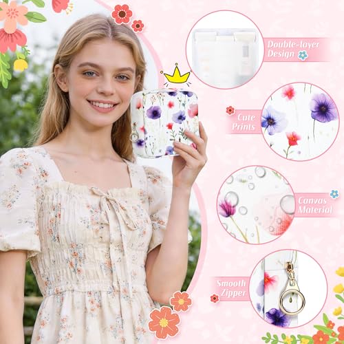Image of Likesing 5.1'' Sanitary Napkin Storage Bag, Canvas Period Pouches for Teen Girls Women, Period Bag Tampon Holder for Purse Feminine Menstrual Sanitary Pad Pouch(Green H9285)