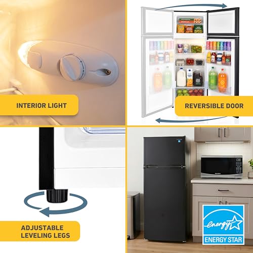 West Bend Apartment Refrigerator Freestanding Reversible Dual Doors Full Fridge with Freezer, Full-Range Temperature Control with Adjustable and Removable Door Bins and Shelves, 7.5-Cu.Ft, Black by West Bend - Image 3