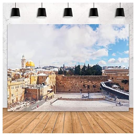 CSFOTO 3 x 2 m Jerusalem The Western väggbakgrund vinter snö tempel montering den gyllene kupol moskén judendom vaggande väggruiner bakgrund för fotografering judendom händelse dekor banderoll