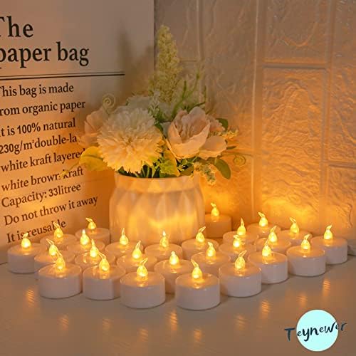 Teynewer Flameless LED Tea Light Candles Pack of 24, Realistic and Bright Flickering Battery Operated Flameless Candles with Remote Control for Christmas, Wedding, Festival, Celebration, Warm White