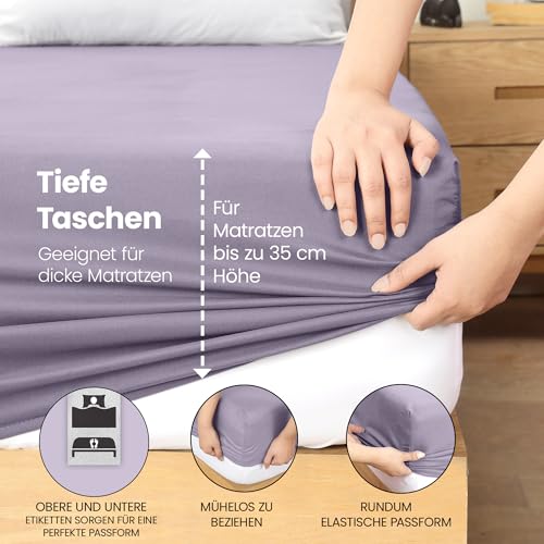 Utopia Bedding - Spannbettlaken 160x200cm - Lavendel – Ansicht 5