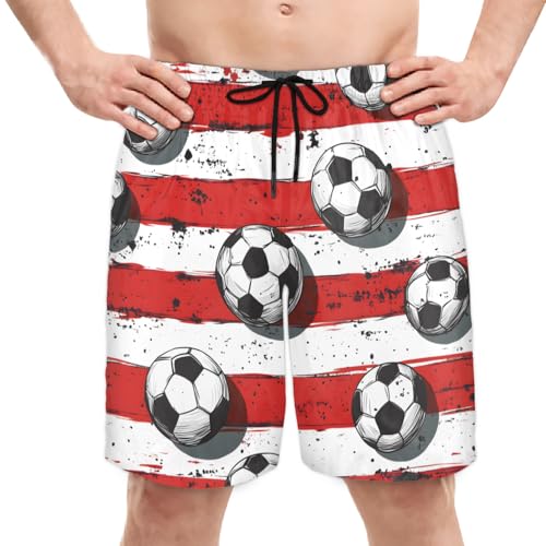 Men's Swim Trunks Size S Soccer Patterns with Mesh Lining Soft Breathable Quick Dry Beach Shorts