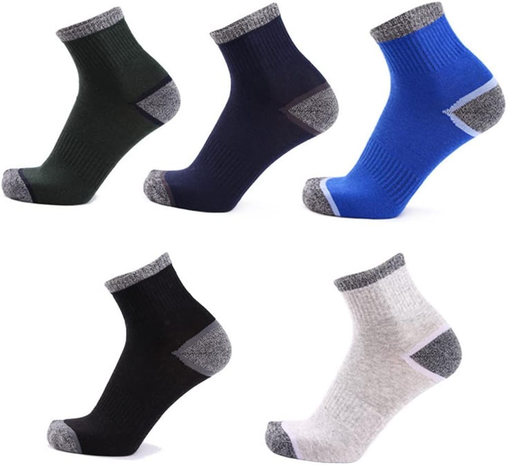 5 Pairs Men's Cotton Socks Sports Quick-Drying Men Autumn Winter Socks for Male Trekking(D)