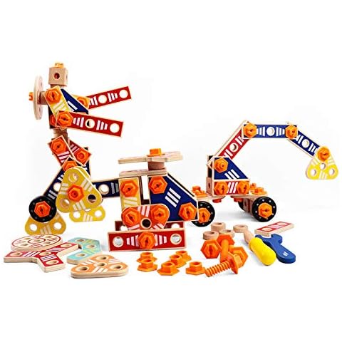 Leo & Friends Wooden Builder Construction Set - 72-Piece Kids Toy for Girls and Boys - Learning & Educational Toy for Christmas Birthdays or Holidays Cover