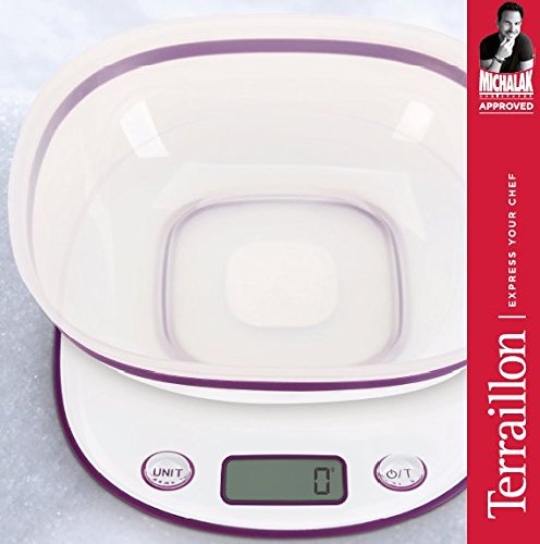 Balance De Cuisine Terraillon BA22 - Design Rétro Jaune, Capacité 5kg, Bol Intégré 0,7L