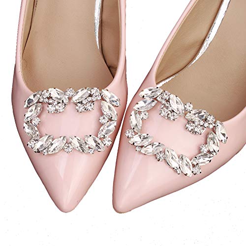 Lauthen.S 1 Pair Rhinestone Wedding Shoe Clips Bride Party Shoe Decoration(Style I)