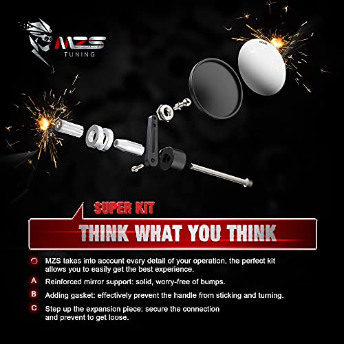 Mzs 1 Inch Bar End Mirrors Motorcycle Rear View Mirror Handlebar Accessories Standard Hollow Convex Round 6061 T6 Aluminum Black Compatible With Touring Cruiser Sportster Softail Dyna Street Chopper #TOP6