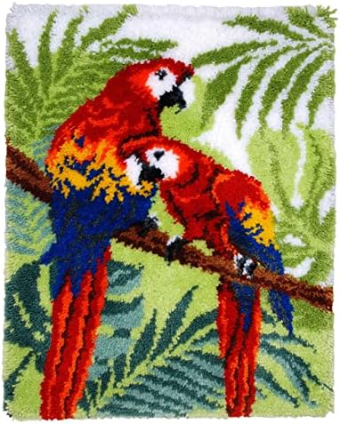 Latch Hook Rug Kit, DIY Rug Making Kit for Adults Kids, Tiger Rug Making Kits, Cross Stitch Kit Carpet Making Cushion Needlework for Beginners, Home Decor, Tiger 60x42 cm