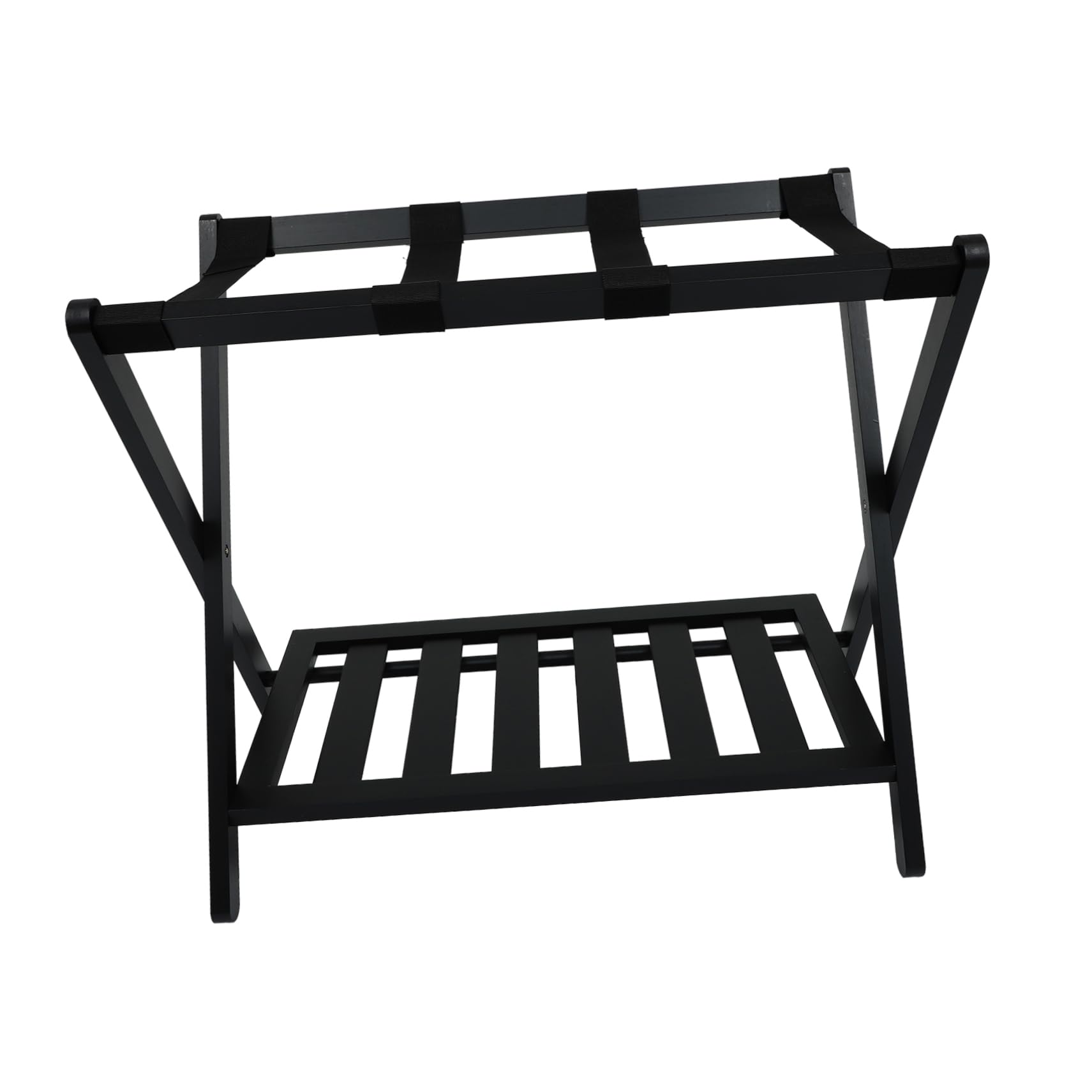 PRETYZOOM Elegant Black Solid Wood Storage Rack for Luggage Flowers Shoes Office Home