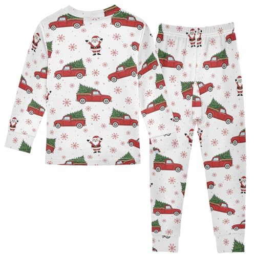 Pajama Sets Long Sleeve Christmas Truck Santa Pattern Soft Comfy Sleepwear 2 Piece PJS 3-8T3