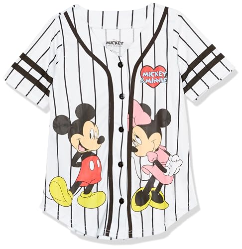 Image of Disney Girls Disney's Girls Mickey & Minnie Mouse Baseball Jersey - Classic Mesh Button Down Shirt