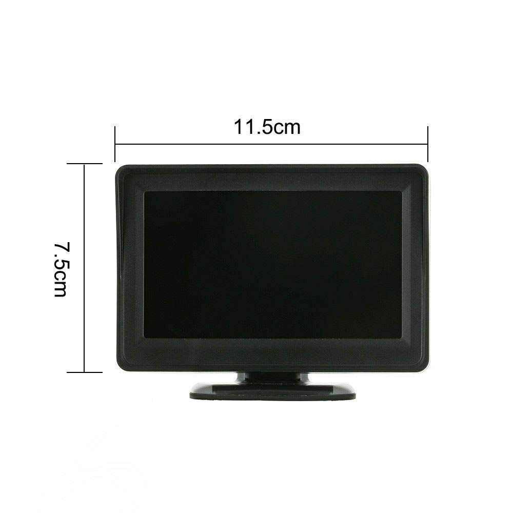 Riloer Zestaw samochodowych kamer cofania, 4,3-calowy cyfrowy monitor TFT LCD + wodoodporna kamera cofania HD do większości pojazdów 8 V-12 V, z 4 diodami LED noktowizyjnymi na podczerwień, szeroki
