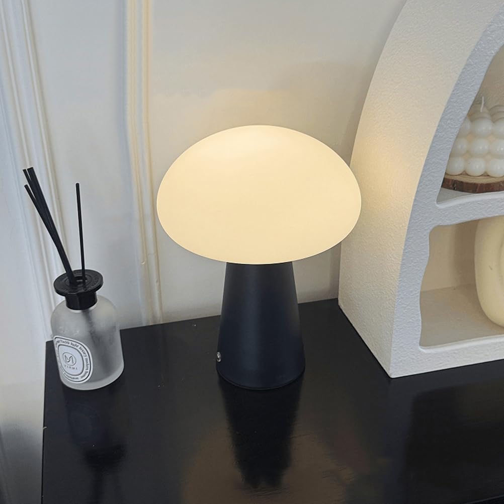 AoLa Pilz Tischlampe Kabellos LED Akku Pilzlampe Dimmbar mit Touch Control Tischleuchte USB Aufladbar 3000mAh Batteriebetrieben Nachttischlampe Mushroom Leselampe für Schlafzimmer Restaurant Bar