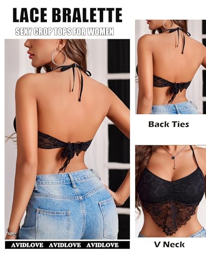Avidlove Lace Tops for Women Sexy Crop Top Halter V Neck Cami Lingerie Y2K Camisoles 2025 Trendy4