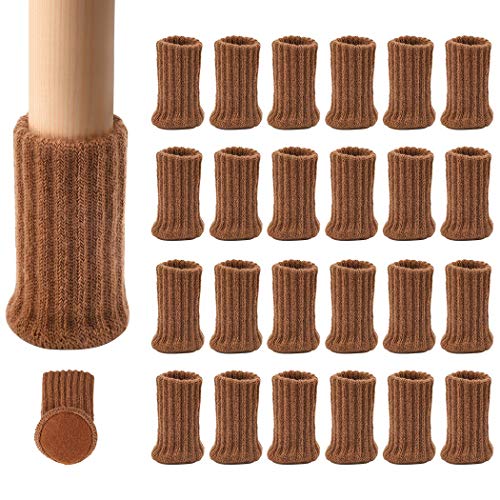 Ezprotekt 24 Paires de Chaussettes de Meubles en Tricot Antidérapantes pour Pieds de Chaises, pour éviter Les Rayures et réduire Le Bruit, Se déplacer Facilement, Brown Cover