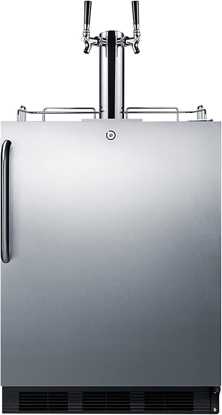 Summit Appliance SBC54OSBIADA Built-in Undercounter ADA Compliant Commercially Listed Dual Tap Beer Dispenser in Stainless Steel Exterior for Outdoor Use with Auto Defrost, Lock