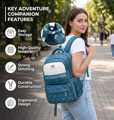 Image of ADSON kawaii Girls Travel School Bag|Backpack Of Large Capacity Aesthetic Stylish Girls Korean Laptop Bag Rucksack for School |College Bags Cute Bookbag for Teens Water Resistance 18 Inches