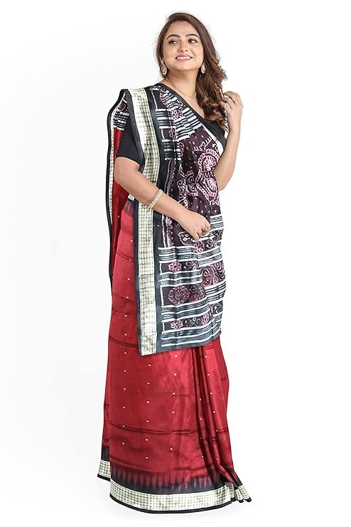 Image of Handmade Pure Bomkai Silk Saree Khandua Natural Silk Ikkat Saree For Women /Ethnic Wear /Traditonal Saree /Handloom Saree With Regular Fit Blouse Piece