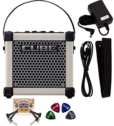 Roland MICRO CUBE GX Guitar Amplifier with Built-In Chromatic Tuner (White) Bundle