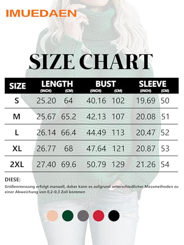 Imuedaen Pullover Damen Elegant Rollkragenpullover Langarm Strickpullover Lässiges Stricken Pulli Winter Sweatshirt Oberteile (A Grau, XL)