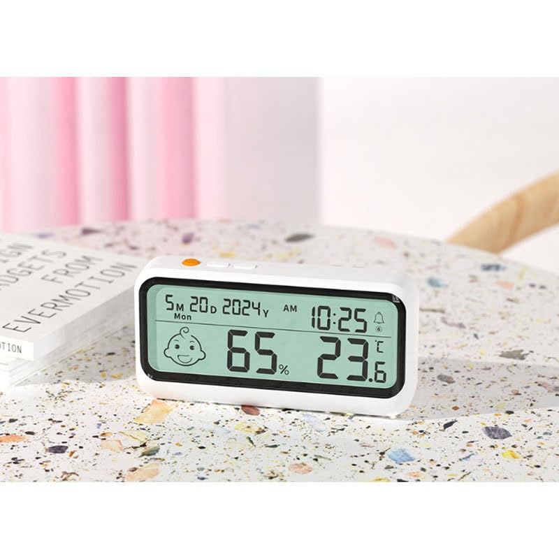 ABS Thermometer Hygrometer Date Alarm Reminder Indoor Household