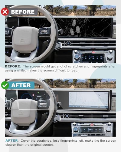 Image of CDEFG 3Pcs for 2024-2026 Hyundai Santa Fe Screen Protector Tempered Glass | for Hyundai Santa Fe (SE, SEL, XRT, Limited, Calligraphy) Accessories 12.3 Inch All-in-One Touchscreen & AC Screen Cover