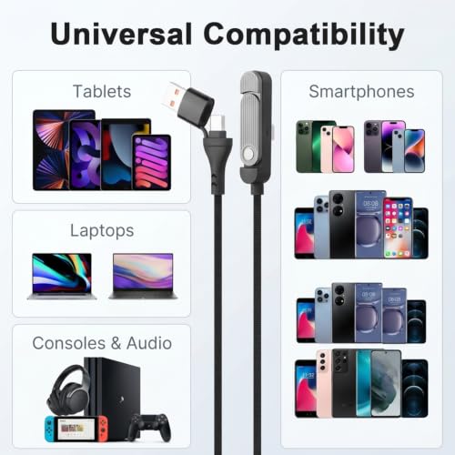 Image of Verilux 2 in 1 USB C to USB C Fast Charging Cable 65W with Foldable Stand 240W Braided Charger Cable for Gaming Office Home Traveling Use