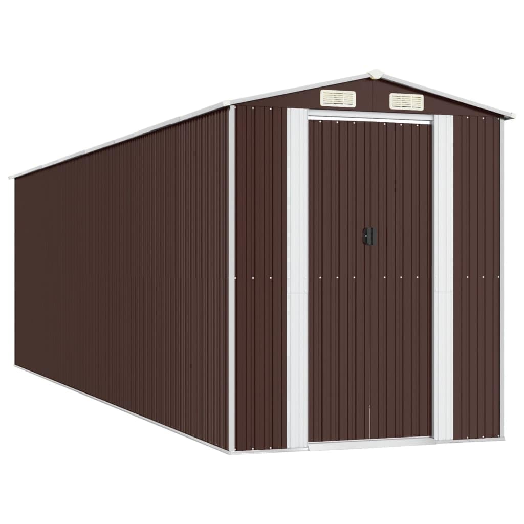 Générique Abri de Jardin Marron foncé 192x689x223 cm Acier galvanisé,Maison & Jardin,Pelouses & Jardins,Vie en extérieur,Structures extérieures,Cabanes & abris de Jardin,3147466