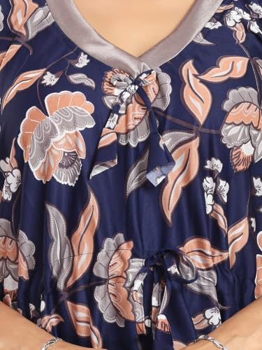 Image of Kaftan Printed Cotton Maxi Dress /Nighty /Nightdress for Ladies /Girls /Women | Free Size