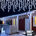 White Christmas Lights Outdoor, 66ft 640 LED Icicle Lights for Outside House with Connectable Clear Wire 8 Modes Timer, Plug in Waterproof for Home Holiday Eaves Yard Roof Party Room Indoor Decoration
