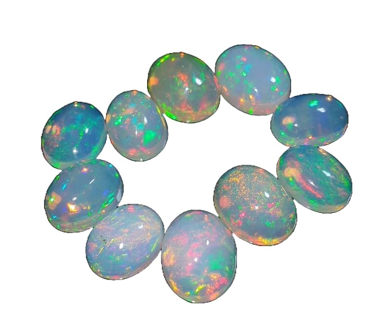 Opale éthiopienne multicolore naturelle 6x8mm cabochon ovale AAA
