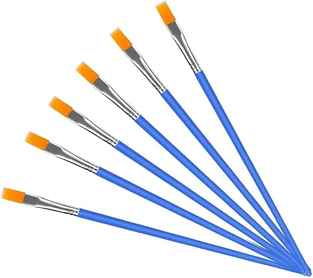 WYAN 6pcs Flat Paint Brushes,small Brush Bulk For Fine Detailing, Art Painting-acrylic, Oil, Watercolor, Gouache, Model, Graffiti Drawing(Blue)